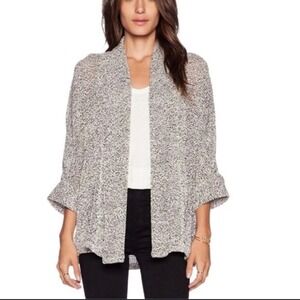 Splendid Women's Open Front Knit Rolled Cuffs Cardigan Sweater Sz XL Bla…